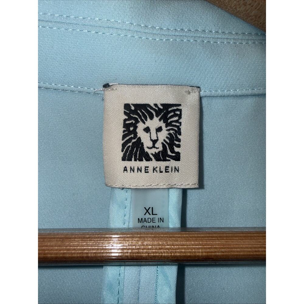 Anne Klein Womens XL Light Blue Double Breasted Blazer Jacket Career Office - Picture 2 of 8